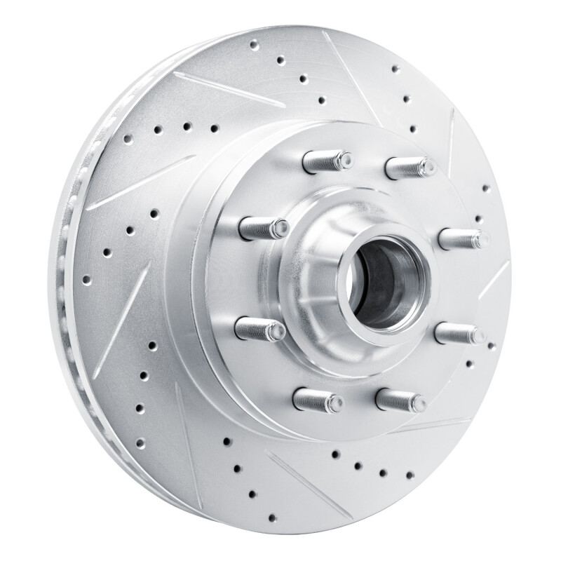 Ford E-350 Super Duty Brake Rotor (1) - Front Right - R1 Concepts - Drilled & Slotted - Silver - `08-`25